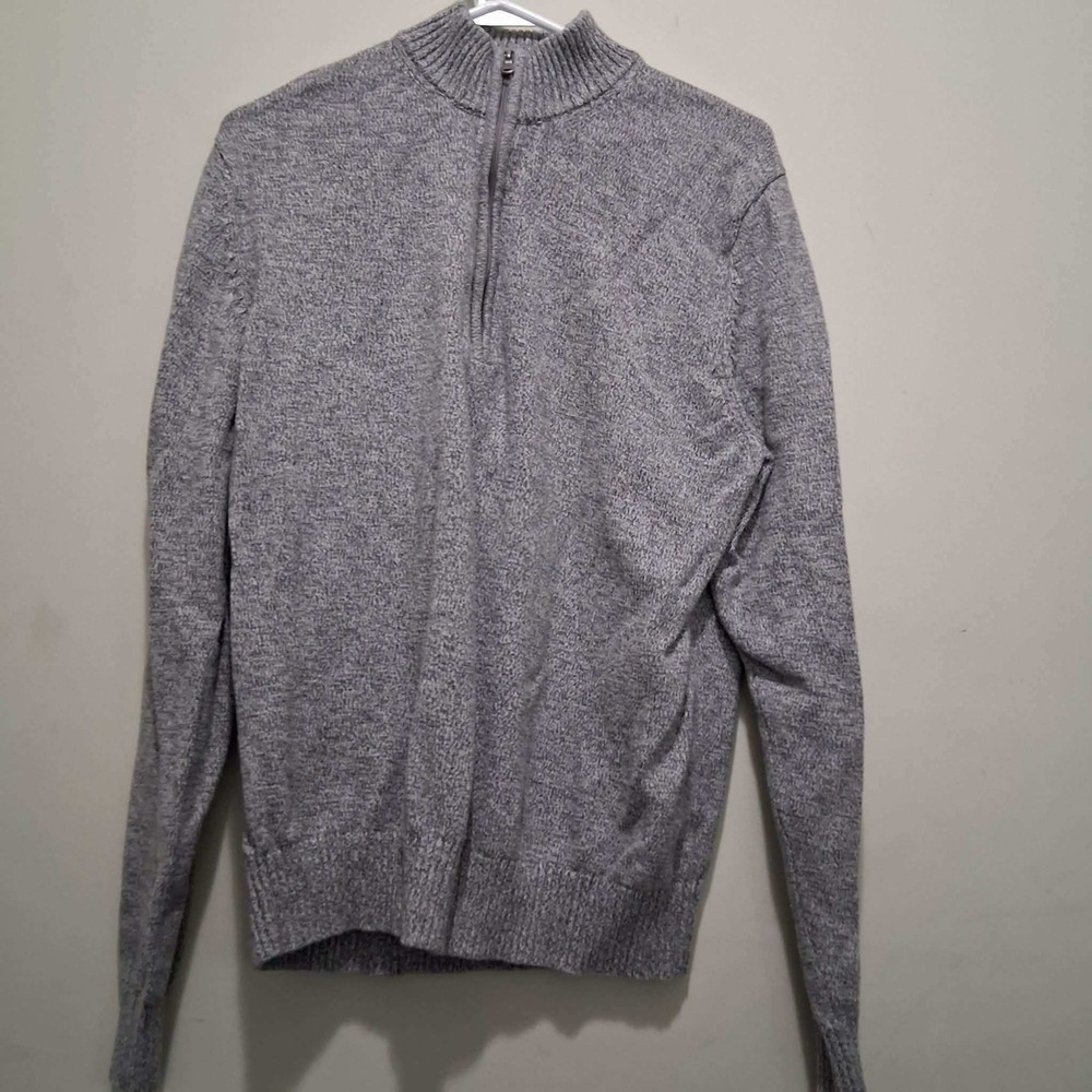 IZOD Mens Heather Grey 100% Cotton Quarter Zip Pullover Sweater Size Medium